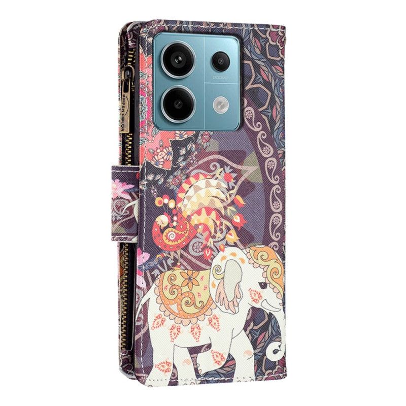 Leren Hoesje Xiaomi Redmi Note 13 Pro 5g Indische Olifant Portemonnee Bescherming Hoesje