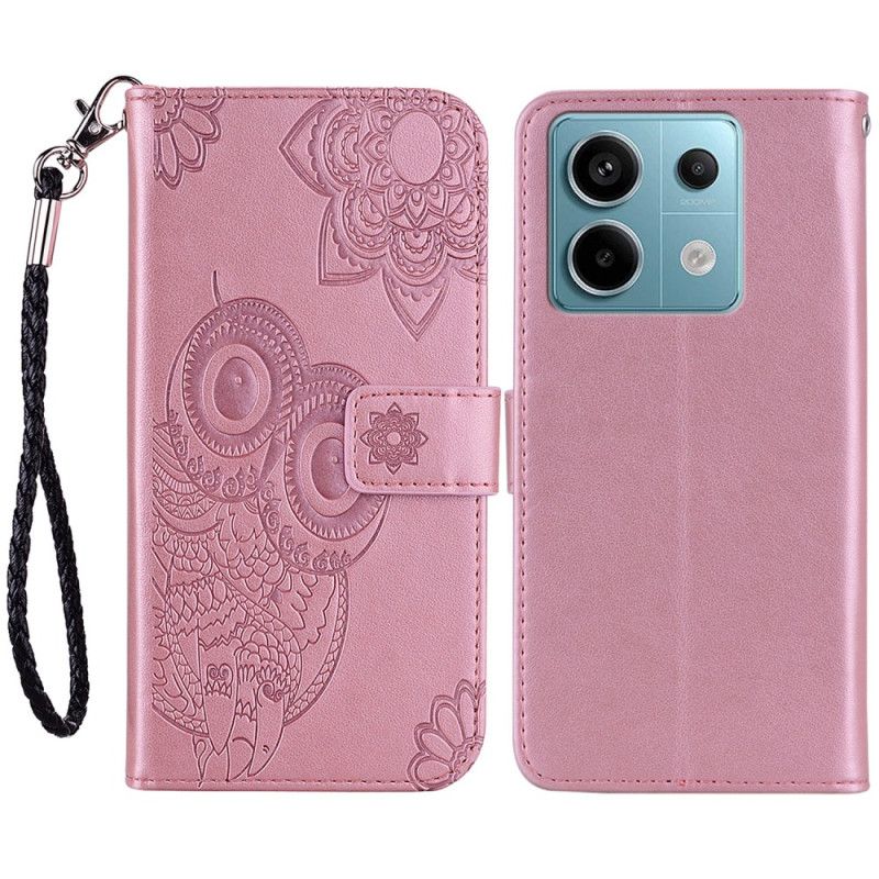 Leren Hoesje Xiaomi Redmi Note 13 Pro 5g Uilpatroon Met Riem Bescherming Hoesje