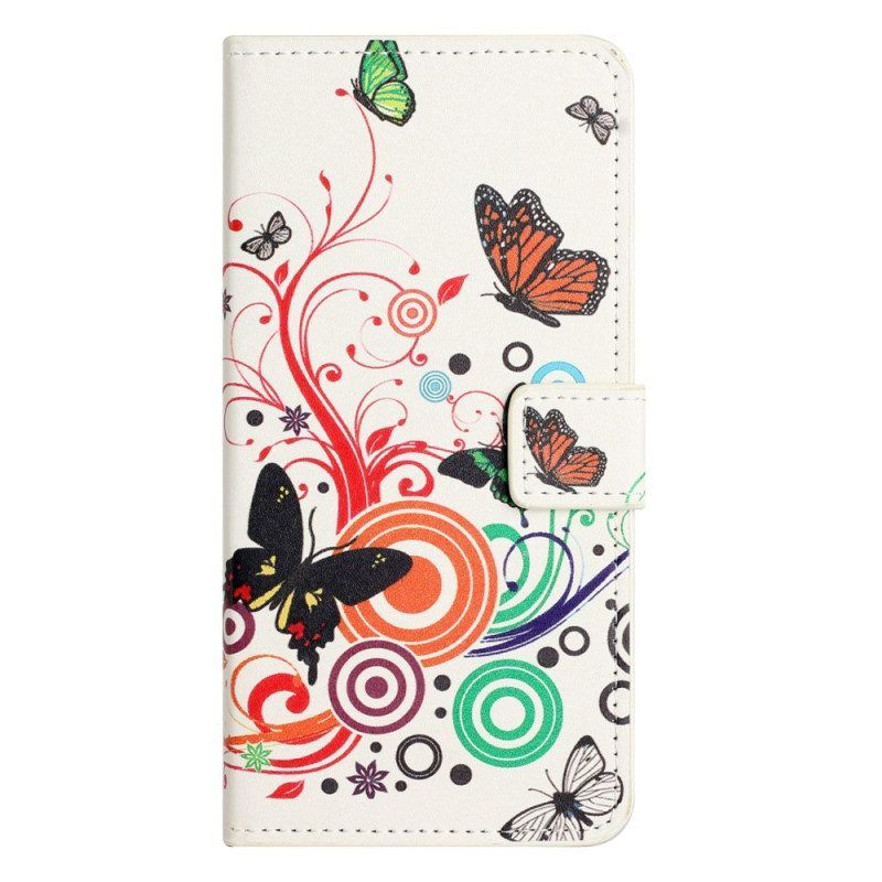 Flip Case voor iPhone 14 Pro Zwart-witte Vlinders