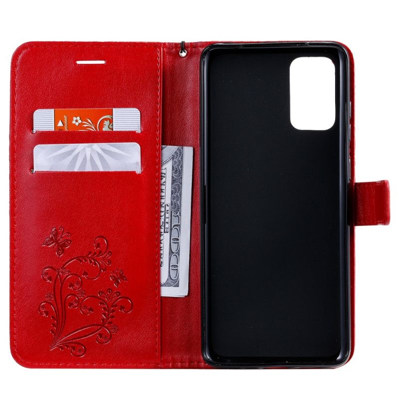 Cover Folio-hoesje Samsung Galaxy S20 Plus / S20 Plus 5G Rood Grijs Telefoonhoesje Reuze String Vlinders