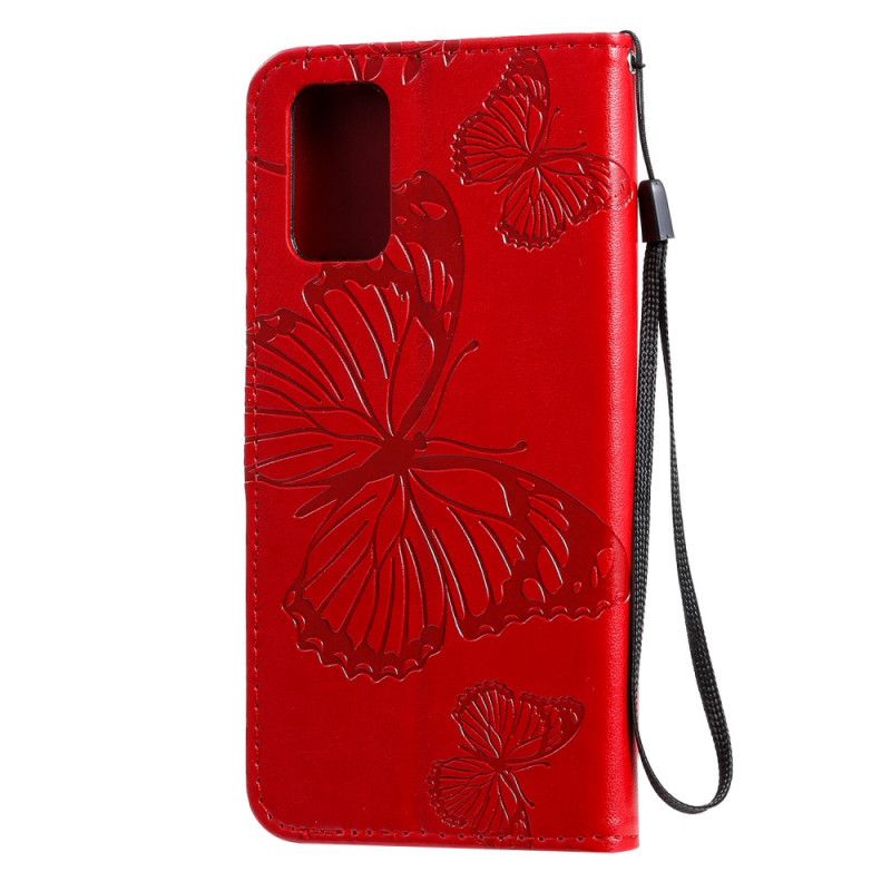 Cover Folio-hoesje Samsung Galaxy S20 Plus / S20 Plus 5G Rood Grijs Telefoonhoesje Reuze String Vlinders