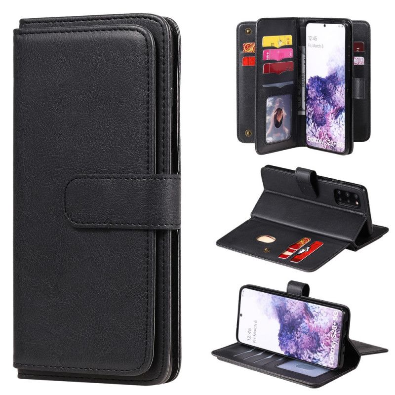 Flip Case Leren Samsung Galaxy S20 Plus / S20 Plus 5G Donkerblauw Zwart Multifunctionele 10 Kaarthouders