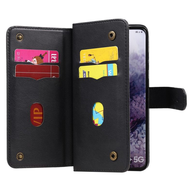 Flip Case Leren Samsung Galaxy S20 Plus / S20 Plus 5G Donkerblauw Zwart Multifunctionele 10 Kaarthouders