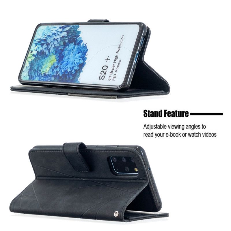 Flip Case Leren Samsung Galaxy S20 Plus / S20 Plus 5G Grijs Zwart Binfen Kleurendriehoeken