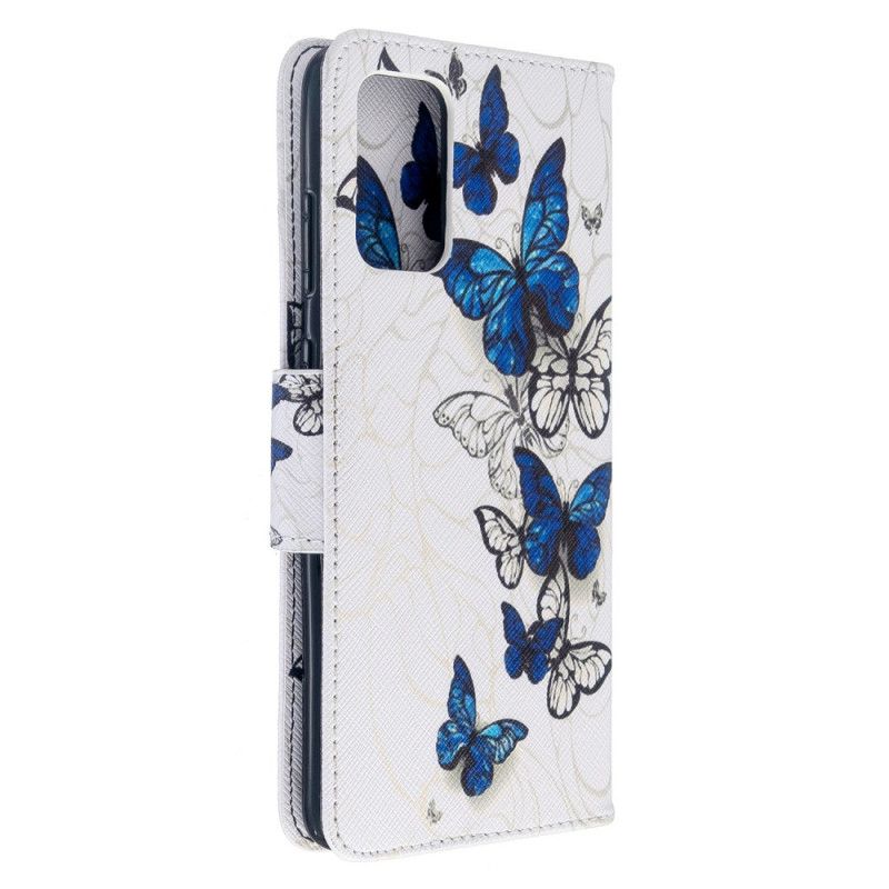 Flip Case Leren Samsung Galaxy S20 Plus / S20 Plus 5G Lichtblauw Zwart Koningen Vlinders