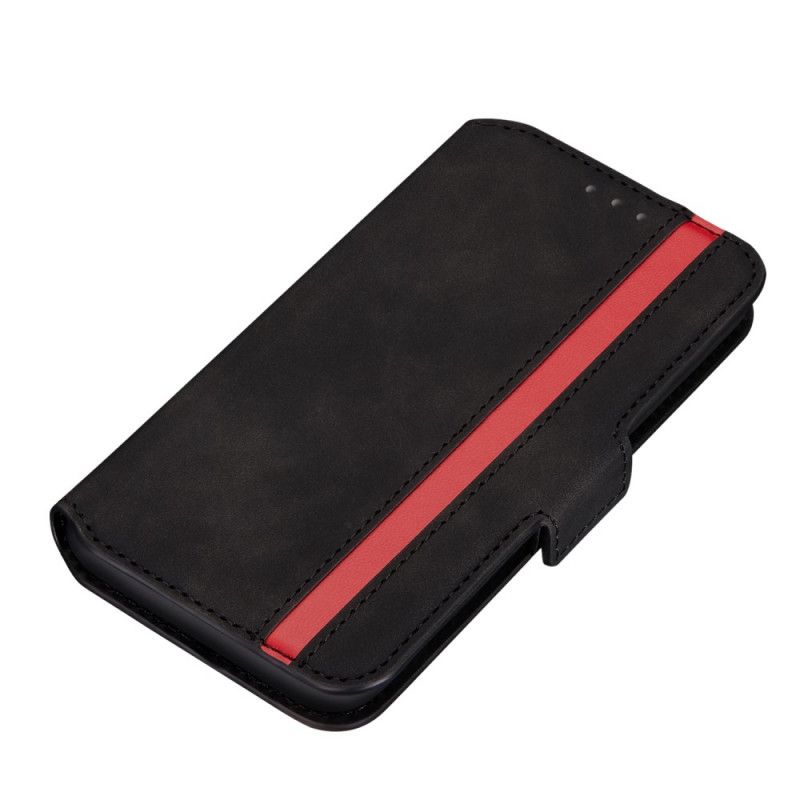 Flip Case Leren Samsung Galaxy S20 Plus / S20 Plus 5G Rood Zwart Tweekleurige Verticale Lijn