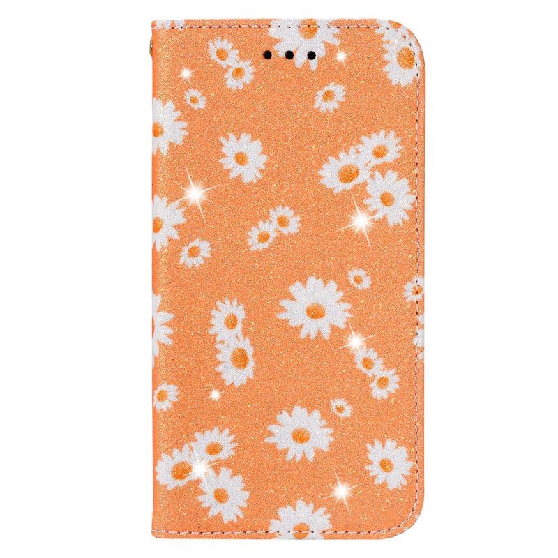 Folio-hoesje Samsung Galaxy S20 Plus / S20 Plus 5G Oranje Roze Madeliefjes