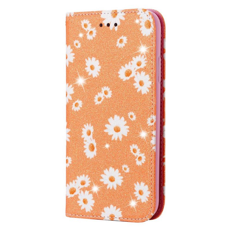 Folio-hoesje Samsung Galaxy S20 Plus / S20 Plus 5G Oranje Roze Madeliefjes