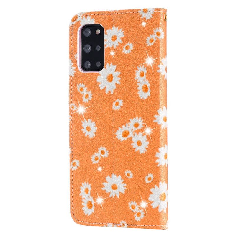 Folio-hoesje Samsung Galaxy S20 Plus / S20 Plus 5G Oranje Roze Madeliefjes