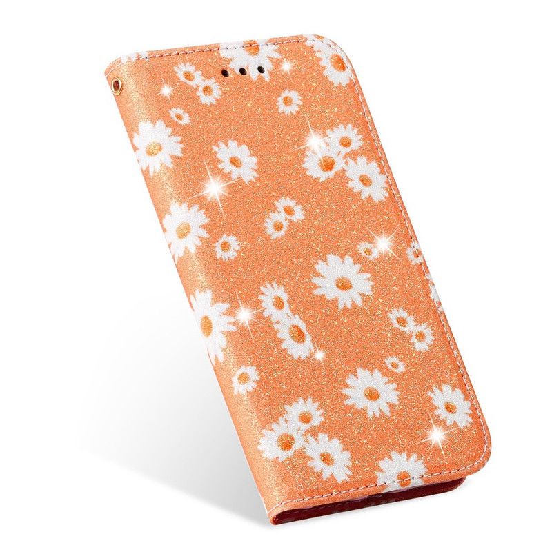 Folio-hoesje Samsung Galaxy S20 Plus / S20 Plus 5G Oranje Roze Madeliefjes