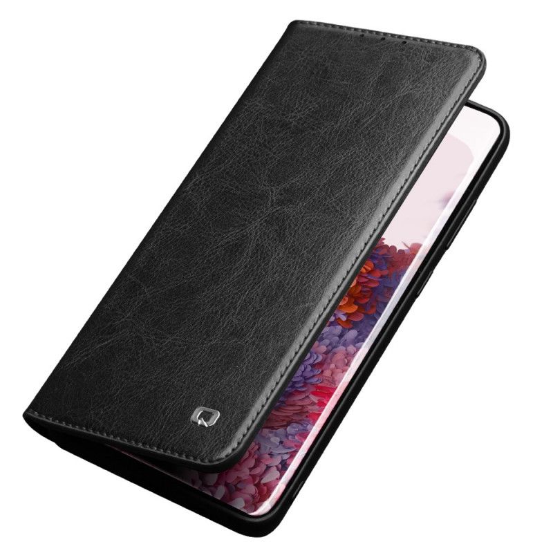 Folio-hoesje voor Samsung Galaxy S20 Plus / S20 Plus 5G Donkerbruin Zwart Qialino Echt Leer