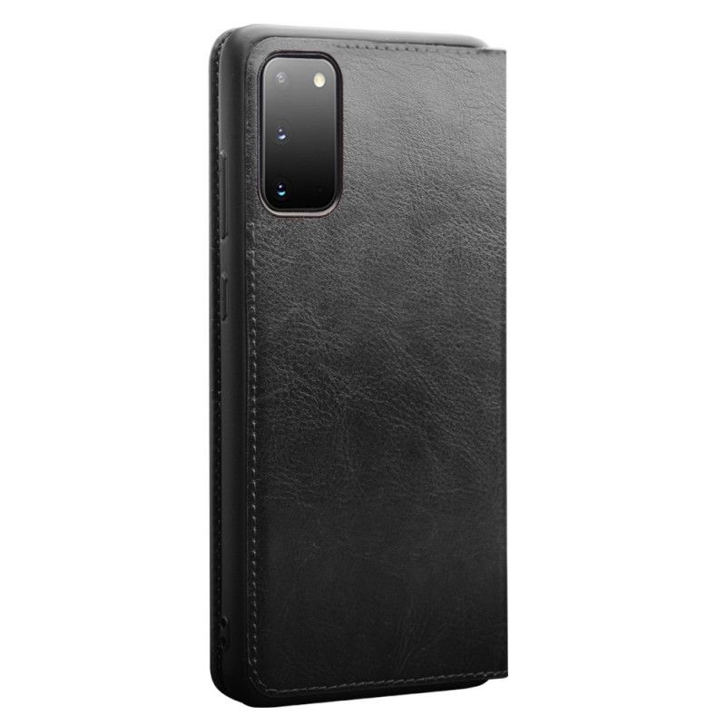 Folio-hoesje voor Samsung Galaxy S20 Plus / S20 Plus 5G Donkerbruin Zwart Qialino Echt Leer