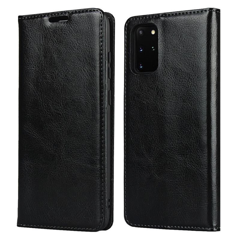 Folio-hoesje voor Samsung Galaxy S20 Plus / S20 Plus 5G Grijs Zwart Echt Leer