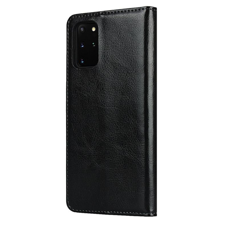 Folio-hoesje voor Samsung Galaxy S20 Plus / S20 Plus 5G Grijs Zwart Echt Leer