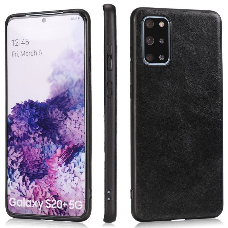 Hoesje Samsung Galaxy S20 Plus / S20 Plus 5G Grijs Zwart Leerstijl