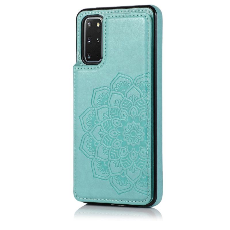 Hoesje Samsung Galaxy S20 Plus / S20 Plus 5G Lichtblauw Kaarthouder Met Mandala-Print