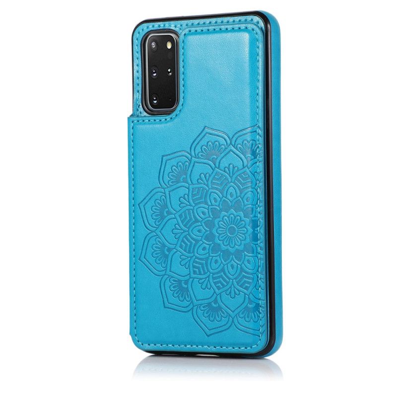 Hoesje Samsung Galaxy S20 Plus / S20 Plus 5G Lichtblauw Kaarthouder Met Mandala-Print