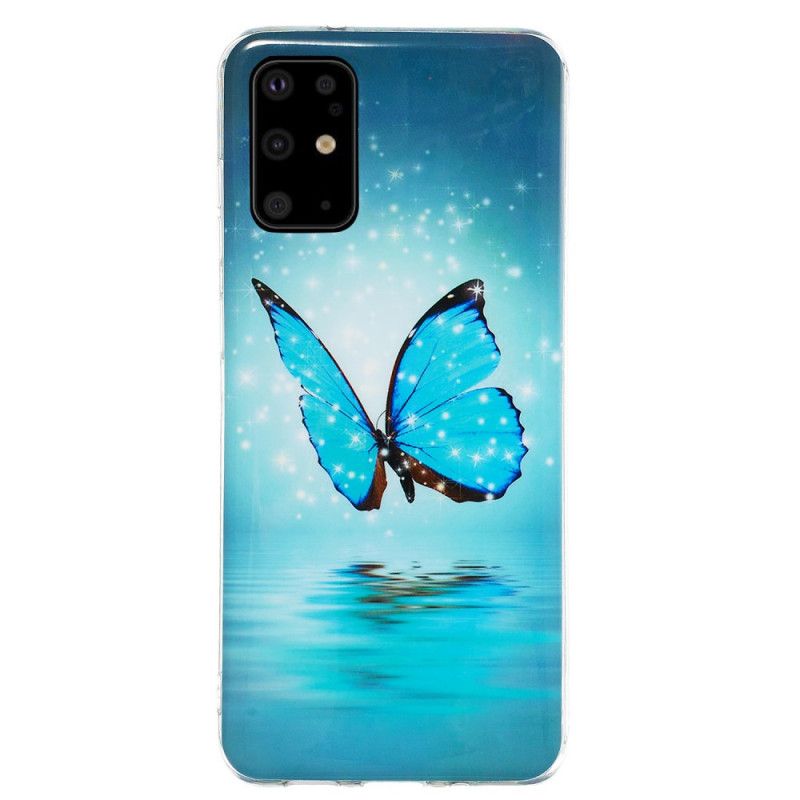 Hoesje voor Samsung Galaxy S20 Plus / S20 Plus 5G Fluorescerende Blauwe Vlinder