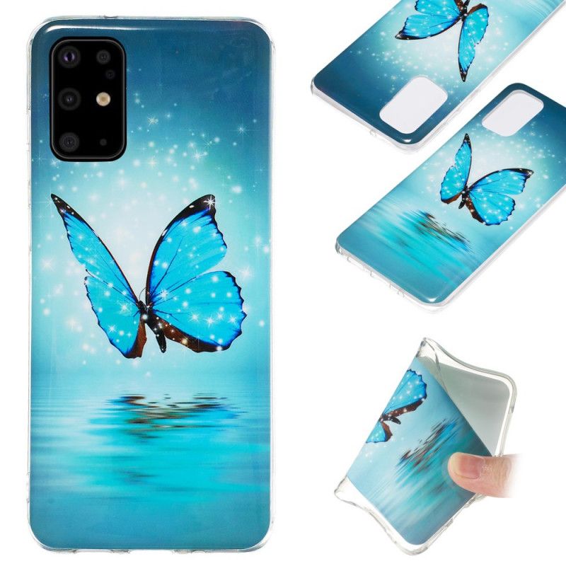 Hoesje voor Samsung Galaxy S20 Plus / S20 Plus 5G Fluorescerende Blauwe Vlinder