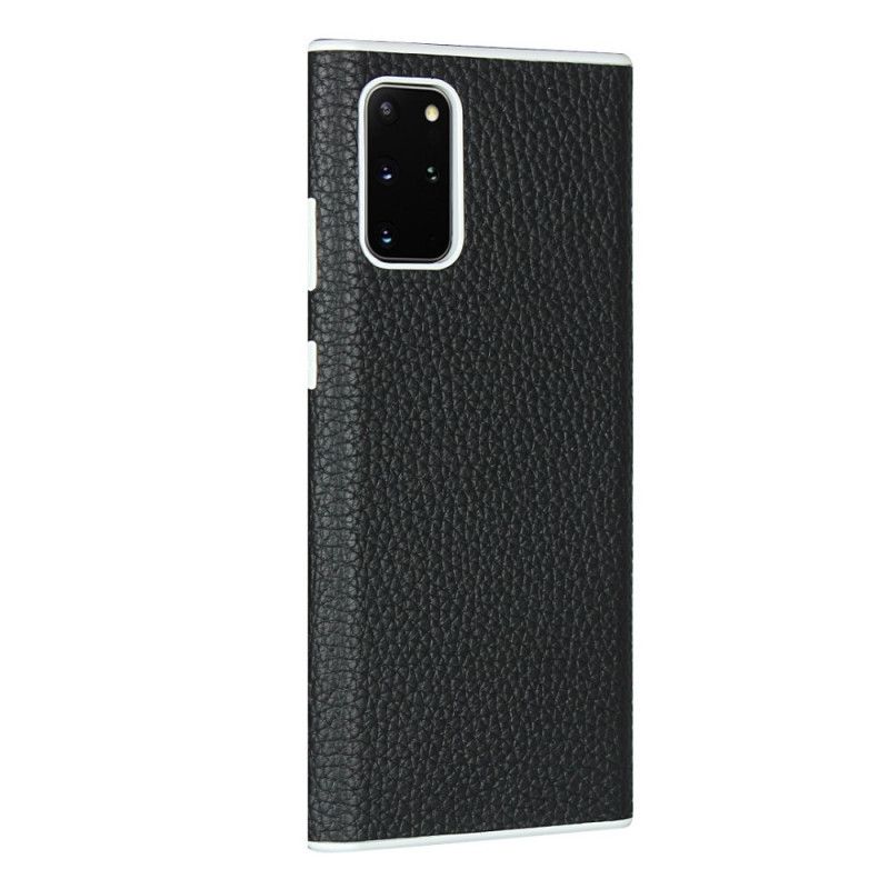 Hoesje voor Samsung Galaxy S20 Plus / S20 Plus 5G Grijs Zwart Echt Lychee Leer Met Riem