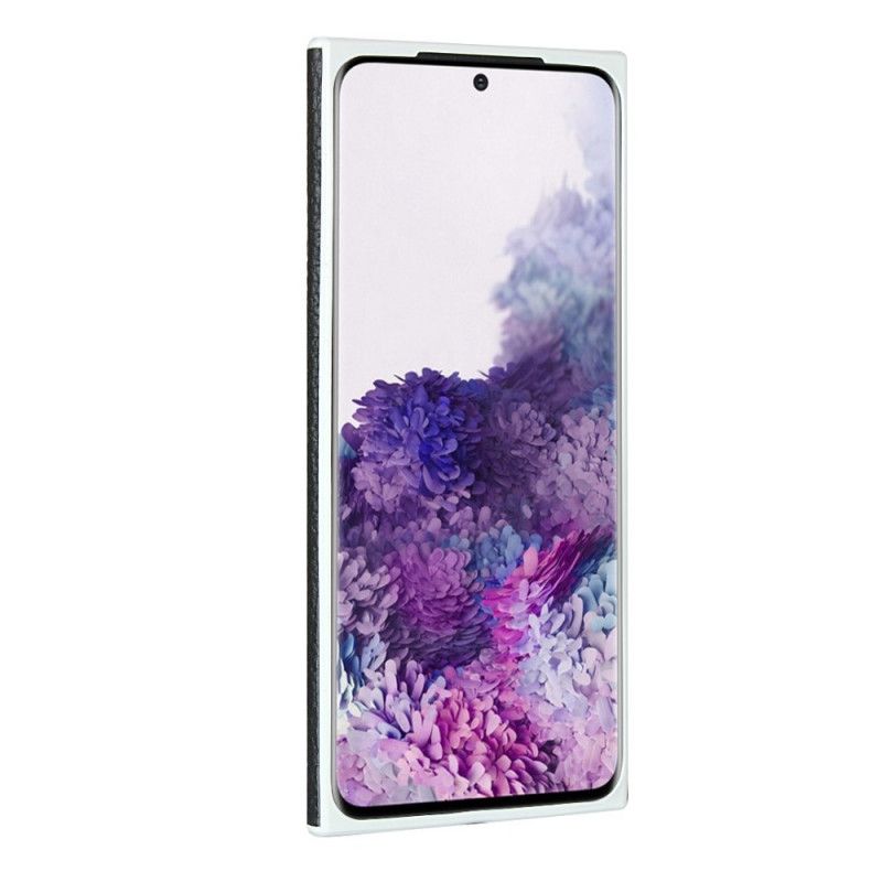 Hoesje voor Samsung Galaxy S20 Plus / S20 Plus 5G Grijs Zwart Echt Lychee Leer Met Riem