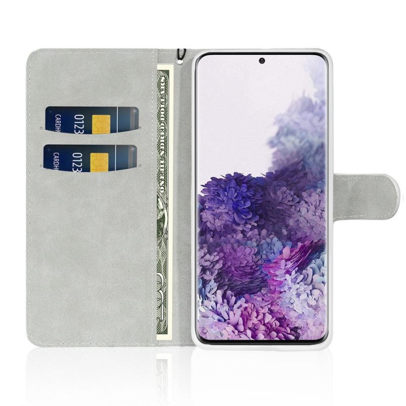 Leren Hoesje Samsung Galaxy S20 Plus / S20 Plus 5G Donkerblauw Zwart Telefoonhoesje Ontwerp Met Glitter