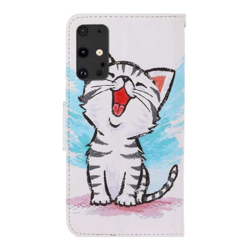 Leren Hoesje Samsung Galaxy S20 Plus / S20 Plus 5G Gekleurd Kitten Met String