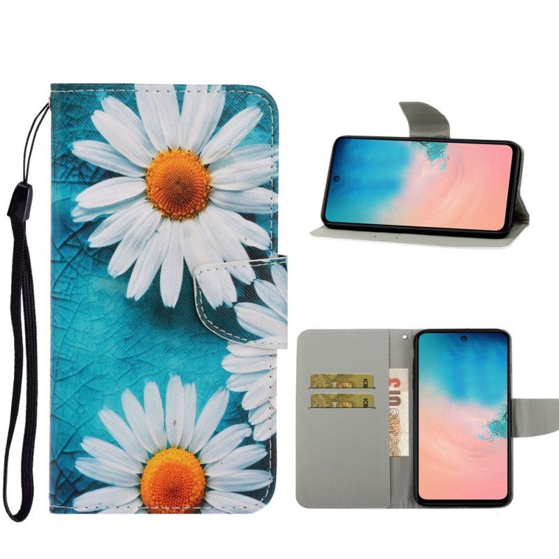 Leren Hoesje Samsung Galaxy S20 Plus / S20 Plus 5G String Madeliefjes