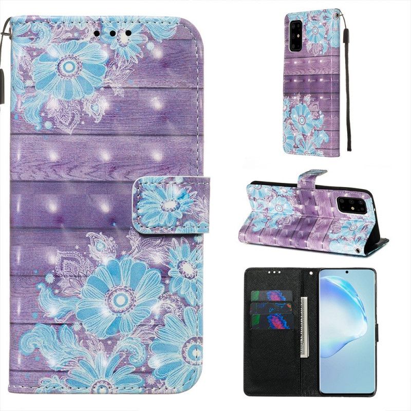 Leren Hoesje voor Samsung Galaxy S20 Plus / S20 Plus 5G Blauwe Bloemen