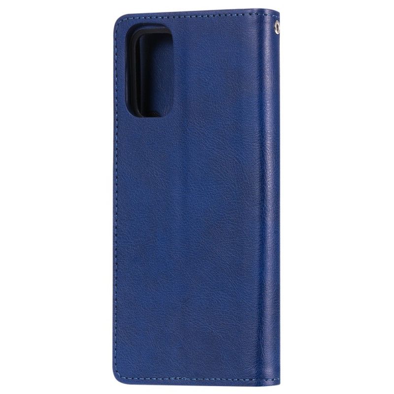 Leren Hoesje voor Samsung Galaxy S20 Plus / S20 Plus 5G Donkerblauw Zwart Afneembare Schaal En Riem