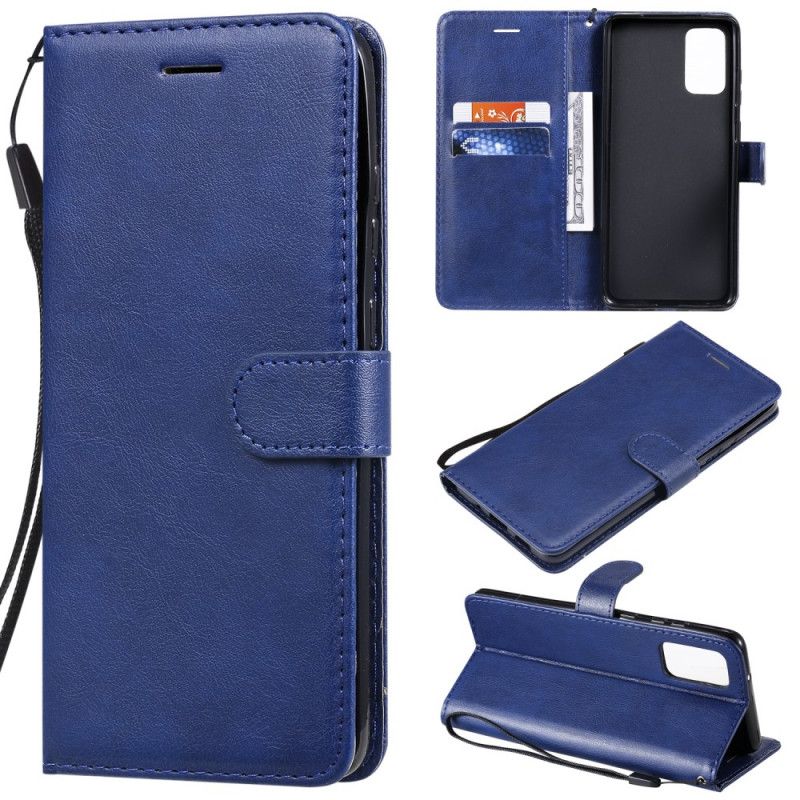 Leren Hoesje voor Samsung Galaxy S20 Plus / S20 Plus 5G Donkerblauw Zwart Leereffect Met String