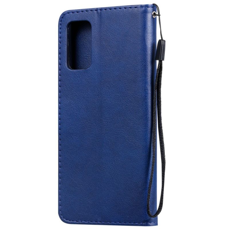 Leren Hoesje voor Samsung Galaxy S20 Plus / S20 Plus 5G Donkerblauw Zwart Leereffect Met String