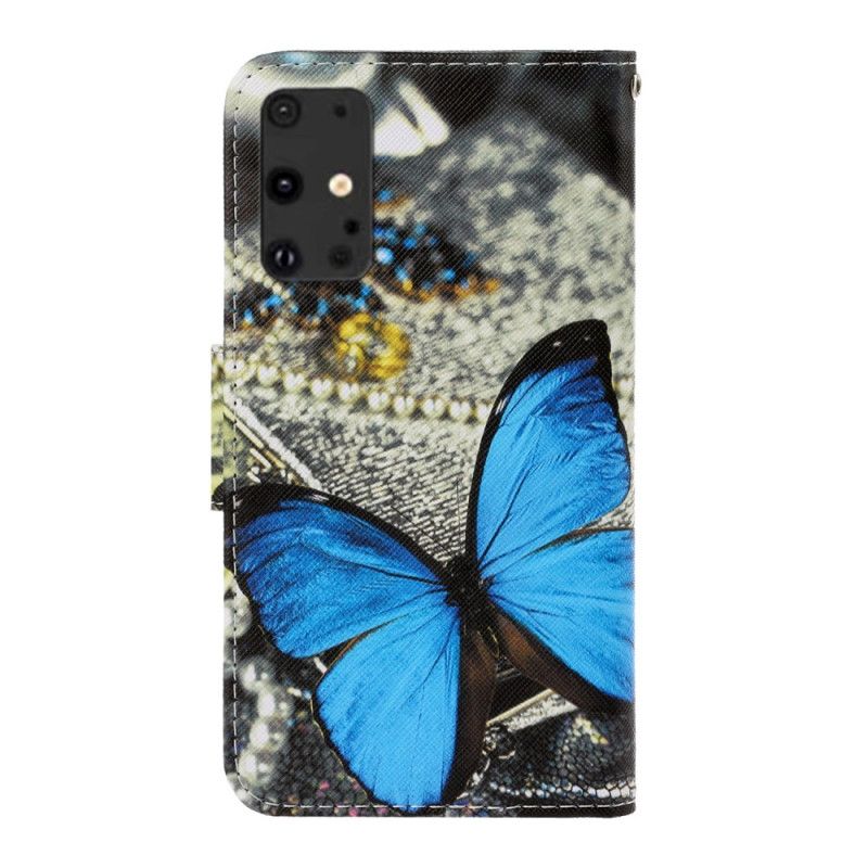 Leren Hoesje voor Samsung Galaxy S20 Plus / S20 Plus 5G Donkerblauw Zwart Vlindervariaties