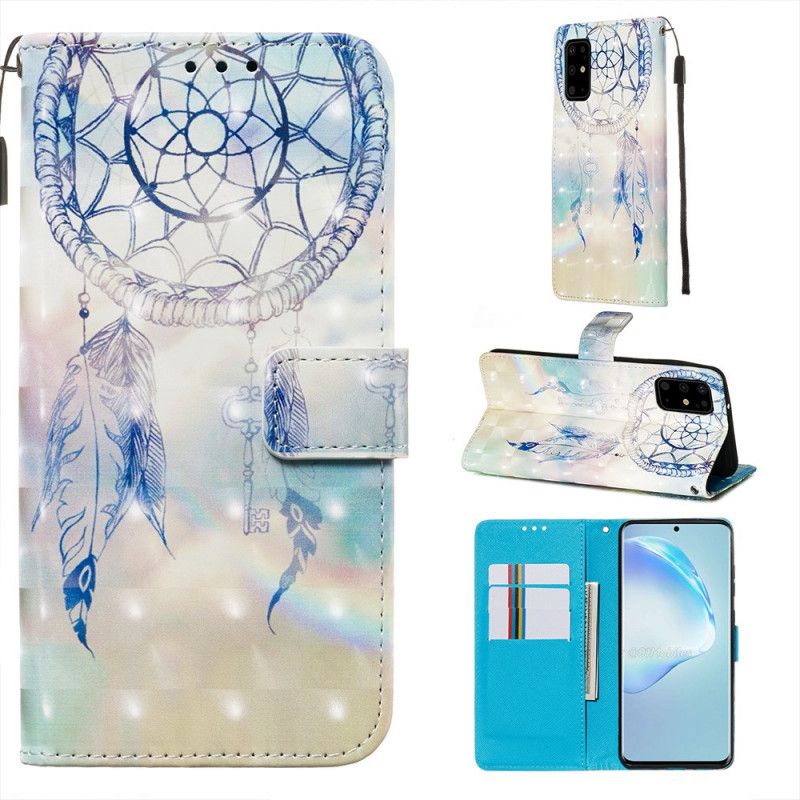 Leren Hoesje voor Samsung Galaxy S20 Plus / S20 Plus 5G Lichtblauw Rood Aquarel Dromenvanger