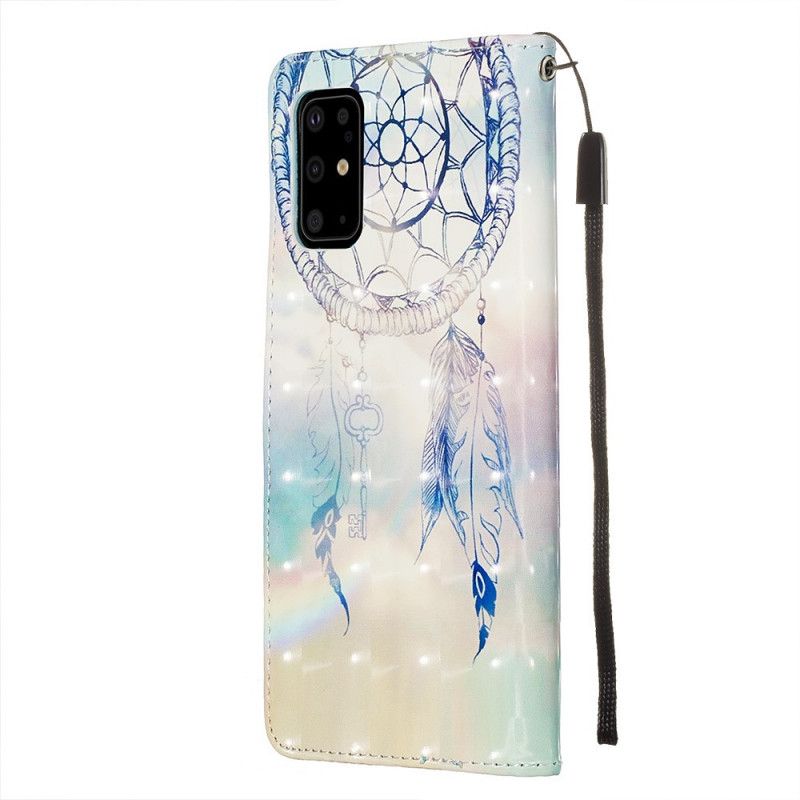 Leren Hoesje voor Samsung Galaxy S20 Plus / S20 Plus 5G Lichtblauw Rood Aquarel Dromenvanger