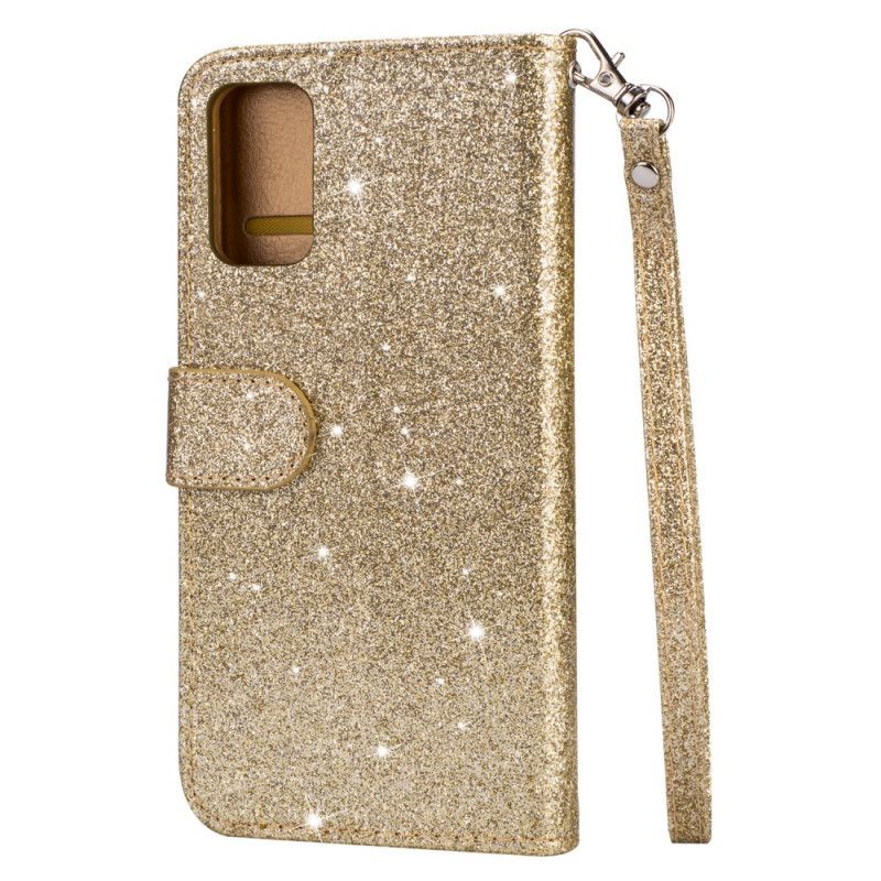 Leren Hoesje voor Samsung Galaxy S20 Plus / S20 Plus 5G Magenta Zwart Portemonnee Met Glitter