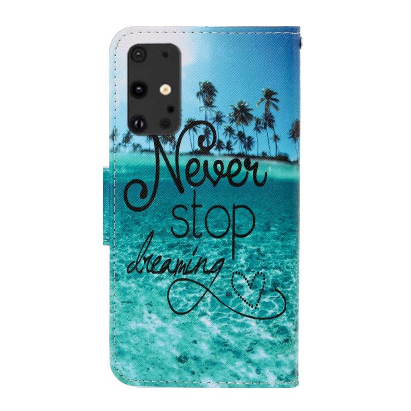 Leren Hoesje voor Samsung Galaxy S20 Plus / S20 Plus 5G Stop Nooit Met Dromen Marine Met String