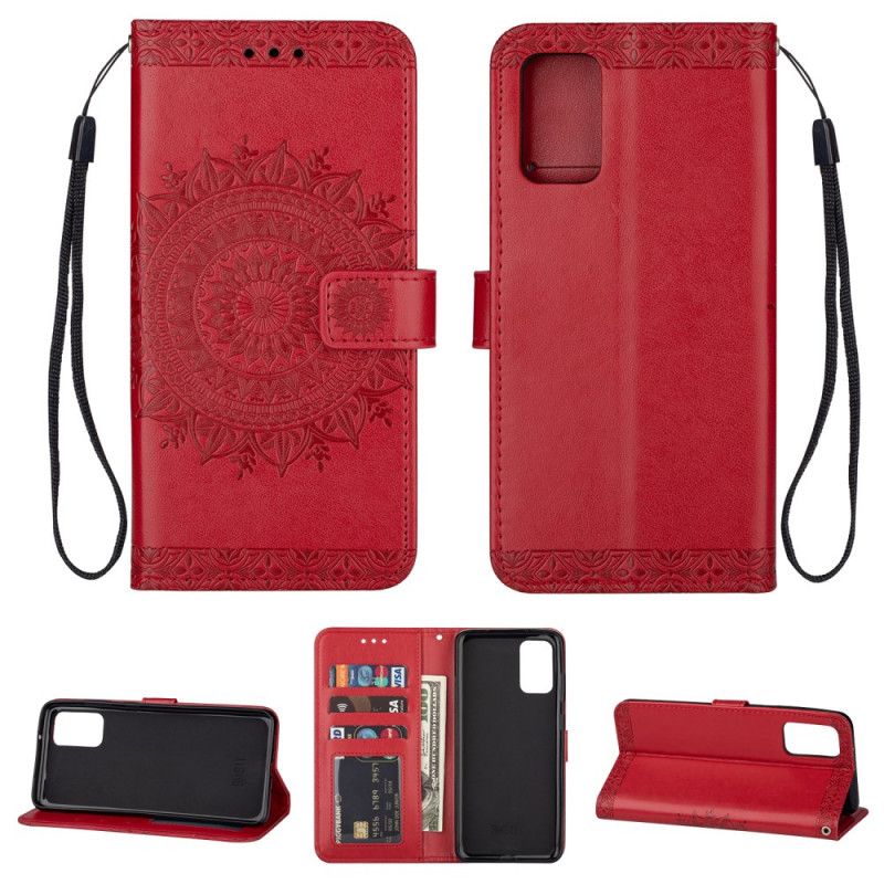 Leren Hoesje voor Samsung Galaxy S20 Plus / S20 Plus 5G Zwart Mandala Met String