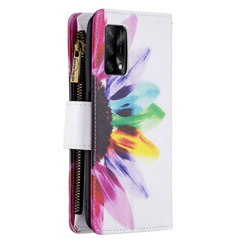 Flip Case Leren Oppo A74 4g Bloemzak Met Rits