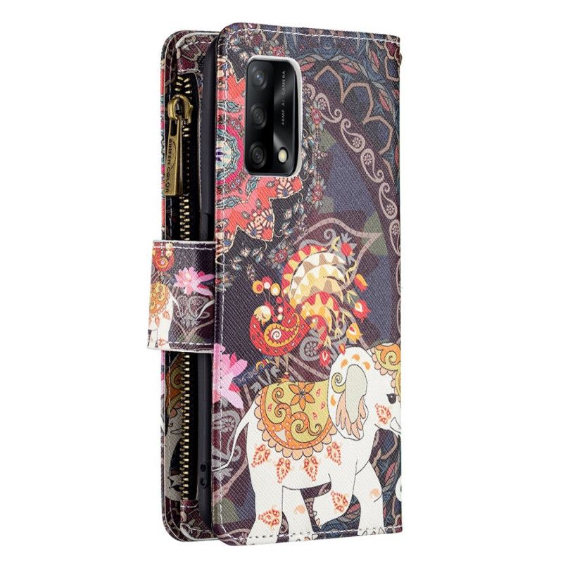 Leren Hoesje Voor Oppo A74 4g Olifant Zak Met Rits