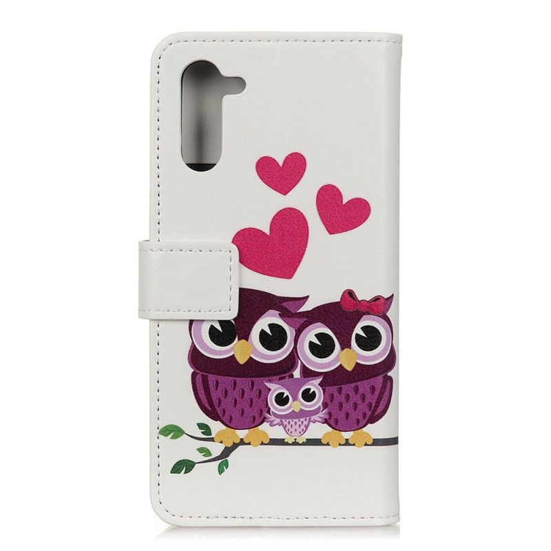 Leren Hoesje voor Realme X50 Pro Uilenfamilie