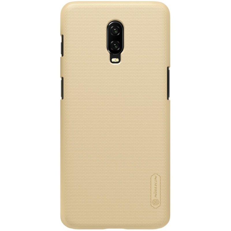 Cover Hoesje OnePlus 6T Goud Zwart Telefoonhoesje Stijve Frosted Nillkin