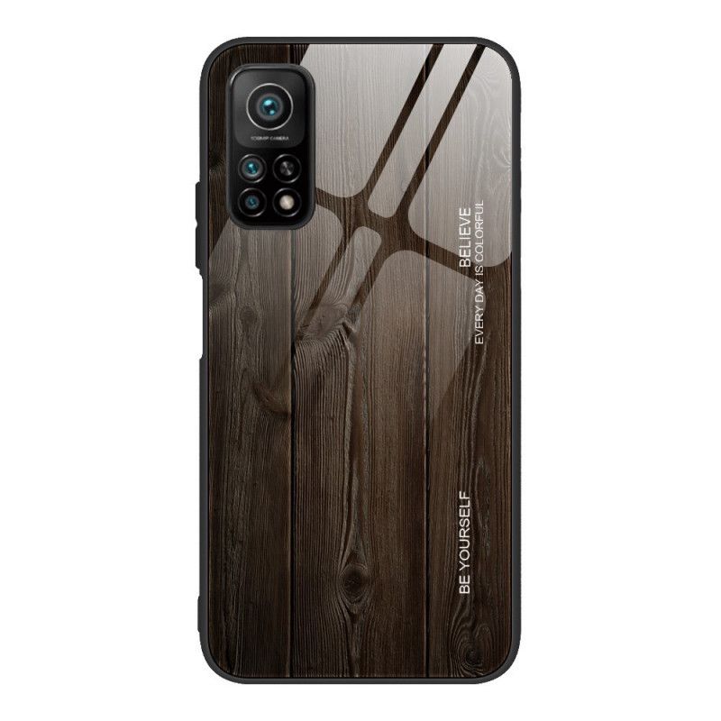 Case Hoesje Xiaomi Mi 10T / 10T Pro Grijs Zwart Telefoonhoesje Designglas Van Gehard Hout