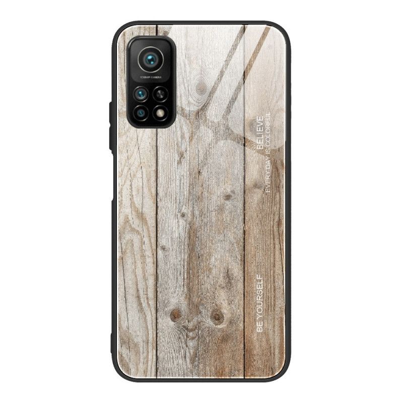 Case Hoesje Xiaomi Mi 10T / 10T Pro Grijs Zwart Telefoonhoesje Designglas Van Gehard Hout