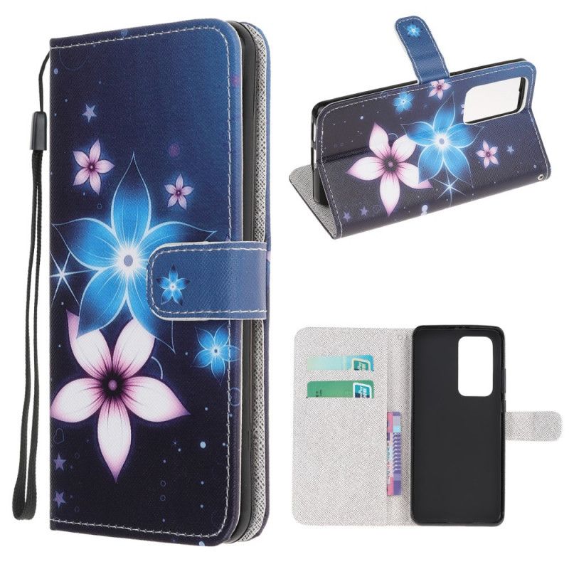 Flip Case Leren Xiaomi Mi 10T / 10T Pro Maanbloemen Met String