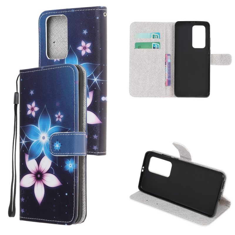 Flip Case Leren Xiaomi Mi 10T / 10T Pro Maanbloemen Met String