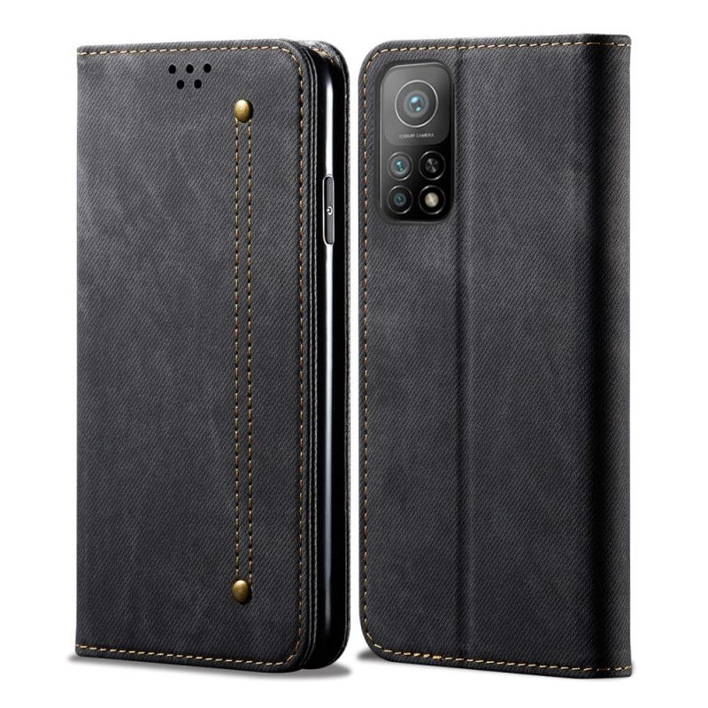 Folio-hoesje voor Xiaomi Mi 10T / 10T Pro Donkerblauw Zwart Jeansstof