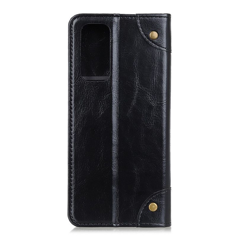 Folio-hoesje Xiaomi Mi 10T / 10T Pro Donkerblauw Zwart Vintage Splitleren Klinknagels