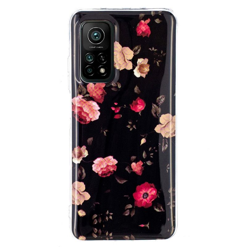 Hoesje Xiaomi Mi 10T / 10T Pro Rood Zwart Fluorescerende Bloemenreeks