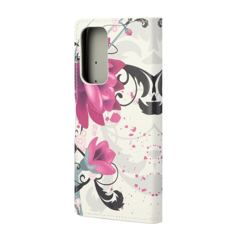 Leren Hoesje voor Xiaomi Mi 10T / 10T Pro Roze Magenta Tropische Bloemen